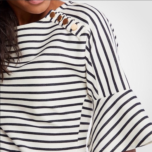 Ann Taylor Striped Fluted Sleeve Shift Dress - Picture 11 of 14